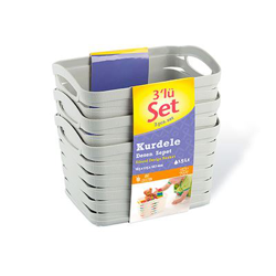 Kit 3 Cestas Medianas Rectangulares Gris 1,5 Litros 7house en oferta