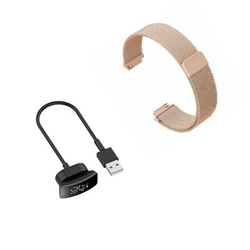 Kit Pulsera Milanese Loop Cierre Magnético + Cargador Usb Charger Fitbit Inspire HR Rosa características