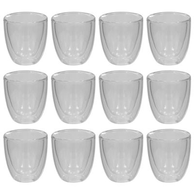 Vasos de cristal térmico doble pared para café vidaXL 12 unidades 80 ml