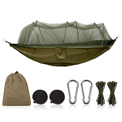 Herefun Portátil Hamaca, Doble Hamacas de Camping, Hamaca Doble e Individual con Mosquitera para Senderismo, Playa, Acampar (Verde) características