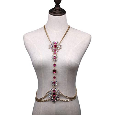 GAGP Bikini Bra Top Body Chain Cadena de la Cintura de Playa en Cristal Accesorios de Cadena de Cuerpo de Taladro Flash Bikini para ti o como Regalo (