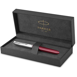 Parker 51 pluma estilográfica | cuerpo borgoña con adorno cromado | plumín mediano con cartucho de tinta negra | estuche de regalo precio