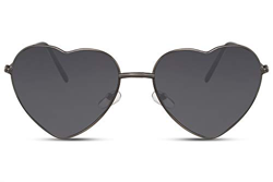 Cheapass Gafas de Sol Metal Heart Shaped Frame in Gun Metal con Lentes Oscuras protección UV400 Mujer características