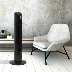 ECD Germany Ventilador de Torre Oscilante Negro 45 w Función Giratorio y Silencioso 81cm de Altura 3 Velocidades Modos Temporizador 60 Minutos Tempera características