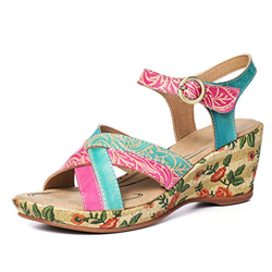 gracosy Sandalias Cuero Verano Mujer Estilo Bohemia Zapatos de Tacón Medio para Mujer de Dedo Cuña Sandalias Talla Grande Chanclas Romanas de Mujer Gr características
