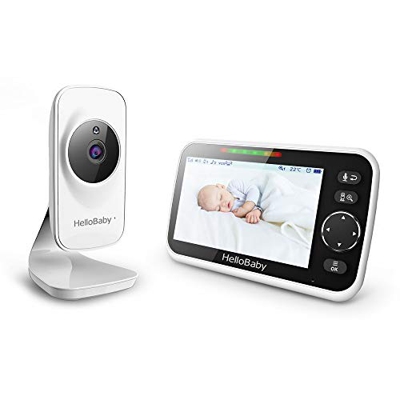 Vigilabebés con Video con cámara y Audio, Pantalla LCD en Color de 5 ", Cámara de Vigilancia HelloBaby, Visión Nocturna por Infrarrojos, Pantalla de T