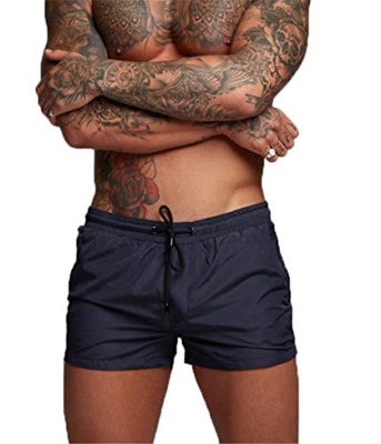 AUPUMI Bañadores de natación para Hombre, Playa Corriendo Pantalones Cortos Boxeadores Calzoncillos Pantalones (EU S/Tag M, Azul)