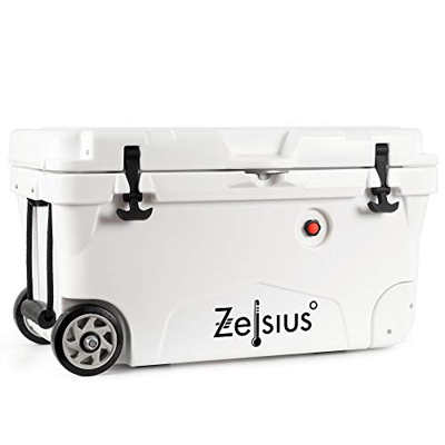 Zelsius Nevera Portátil con Ruedas I Isotérmica I 50 litros I Termobox I Rígida I Calor y Frio I Coche I Camping I Vacaciones I Pesca I Playa (Blanco)