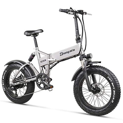 MX21 500W 20" Bicicleta eléctrica Plegable 4.0 Bicicleta montaña con neumático Gordo Bicicleta de Playa para Hombres y Mujeres con suspensión Completa
