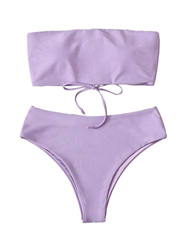 DIDK Mujeres Conjunto De Plunge Bikini Sexy Bandeau con Triangulo Tanga Cuello Halter Bikini Traje De Baño Sin Tirantes Bañador De Playa 2 Piece Strap precio