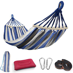 EASY EAGLE Hamaca Colgante de Tela con 60CM Travesaños de Madera, 220x150CM Hamacas Grande con Almohada Inflable para Jardín Acampada Exterior, 300KG  precio