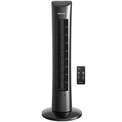 Pro Breeze Ventilador de Torre Oscilante - 60W con Temporizador y Mando a Distancia, Oscilación de 70° y 3 Modos de Funcionamiento - Altura de 76 cm