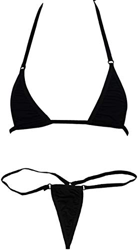 Czizi Bikini Micro G-String para Mujer Sujetador pequeño de Tanga Deslizante de 2 Piezas Sujetador pequeño (Negro) precio