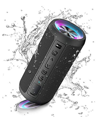Ortizan Altavoz Bluetooth inalámbrico portátil, luz LED, reproducción IPX7 30H, Volumen más Alto y Bajos mejorados, Duradero para Viajes, al Aire Libr