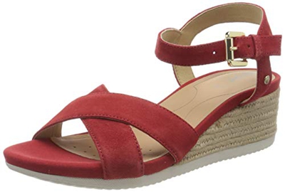 Geox D Ischia Corda C, Sandalias con Punta Abierta Mujer, Rojo (Red C7000), 40 EU