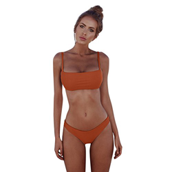 Fossen Bikinis Mujer 2019 Push up con Relleno - Top de Tubo Brasileños Traje de Bañocon Estampado de Hojas - Bañador Ropa de Dos Piezas para Playa (S, características