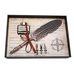Yunir Pluma Pluma, Pluma estilográfica clásica Retro Dip Pen Set de Botellas de Tinta con Tres Pinzas de Lujo, Caja de Regalo de papelería para Estudi precio