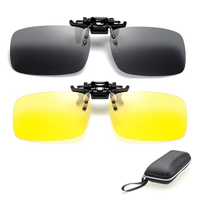 ZYZH 2 pares de gafas de sol HD polarizadas + visión nocturna Gafas Clip para hombres miopes Mujeres UV400 reduce reflejos de reflejos ideales para co