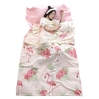 TRIWONDER Saco de Dormir Ligero Pórtatil Sábanas de Viajar para Excursiones Viajes Hotel Albergues Camping para 1/2/3 Personas Unisex (Rosa, M - 120 x