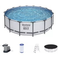 5612Z piscina sobre suelo Piscina con anillo hinchable Círculo 19480 L Gris, Blanco