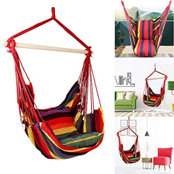 Youool Tumbona colgante de lona con 2 almohadas para patio, dormitorio, patio, porche, interior, exterior en oferta