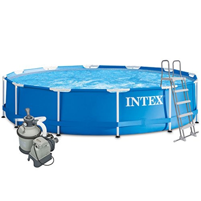 Intex 457 x 122 Juego completo con Intex filtro de arena 4 m³, Intex Seguridad Escalera, Intex anschlus Set, Solar pantalla swimming pool Piscina Fram