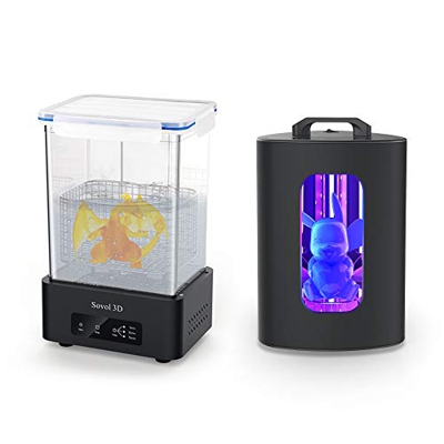 Sovol Máquina de lavado y endurecimiento para LCD/DLP/SLA 3D, modelos impresos de resina UV, caja de endurecimiento con disco giratorio y cubo de lava