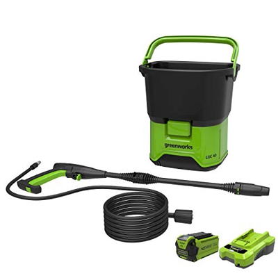 Greenworks Limpiador de alta presión de baterías GDC40K25 (Li-Ion 40 V 650 Watt potencia del motor 70 bar presión 300 l/h caudal 20 l, tanque 6 m mang