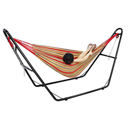 Sotech - Cama Colgante, Hamaca, Rojo, con soporte tipo-H, Algodón, Brasileño, Capacidad: Para 2 personas, Alto: Ajustable características
