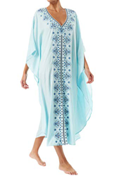 L-Peach Vestido Largo Kaftan con Floral Bordado Pareo de Algodón Bikini Cover Up características