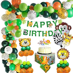 MMTX Selva Fiesta de cumpleaños decoracion Niño-Feliz cumpleaños feliz con Globos de latex y Safari Bosque Animal globos para Niño Cumpleaños Baby Sho precio