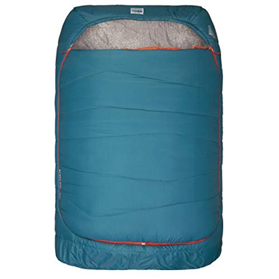 Kelty Tru.Comfort - Saco de Dormir sintético de 20 Grados para 2 Personas, para Acampada, Mochila, Saco de Cosas Incluido, Azul Celeste Oscuro