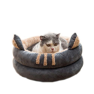Queta Cama para gatos de tamaño mediano para gatos, gatitos, cachorros y cachorros. Una cama suave y cómoda para todas las estaciones. 40 cm (diseño d