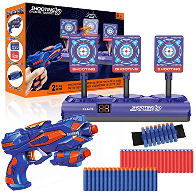 Objetivo de Tiro Electrónico para Nerf, Objetivo Digital con 1 Pistola, 40 Dardos de Espuma, Rebote Automático, Efectos de Sonido y Luz, Juego de Disp