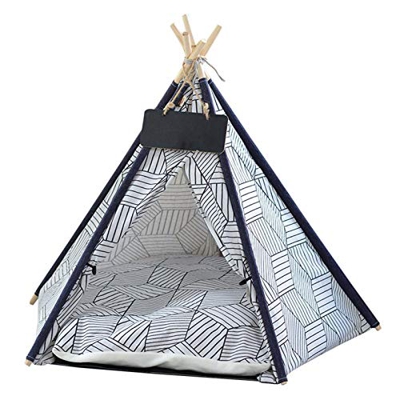 perfeciti Tienda Tipi para Mascotas Tienda Portátil para Cama para Perros Tienda De Juegos para Perros con Cojín Extraíble para Camas Pequeñas y Media