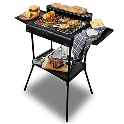Cecotec Barbacoa Eléctrica PerfectSteak 4250 Stand. 2400 W, Parrilla de acero inoxidable, Soportes con Gran Superficie, 3 Niveles de altura y Panel co