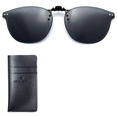 CREYESTAL Clip Gafas de Sol Polarizadas, Clip para Gafas Graduadas, Abatible, Ligero y Cómodo, Hombre, Mujer, 100% Anti-UV, Certificado CE