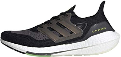 adidas Ultraboost 21, Zapatillas de Running Hombre, Core Black Silver Met Solar Yellow, 43 1/3 EU
