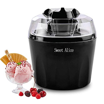 Heladera RspvD automática para yogur congelado, sorbetes y helado, sin BPA, bandeja de congelación de 1,5 litros, con apagado automático, color negro