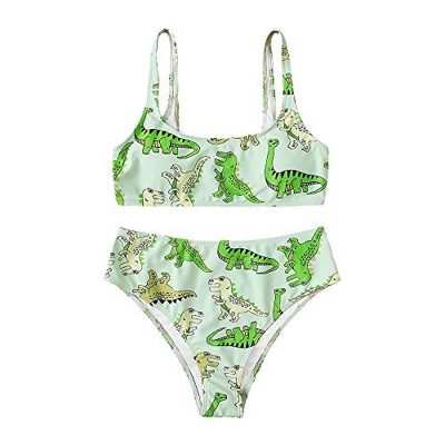 FUPOZ Bikini para mujer push-up, diseño de dinosaurios, con cintura alta, parte superior triangular, parte superior y pantalón, bañador deportivo de d