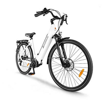 Accolmile Bicicleta Eléctrica 28” 700C, Ebike de Ciudad con 36V 250W Motor de Media Torsión BAFANG M200, City Bicicleta de Paseo Pedelec, Adultos Unis