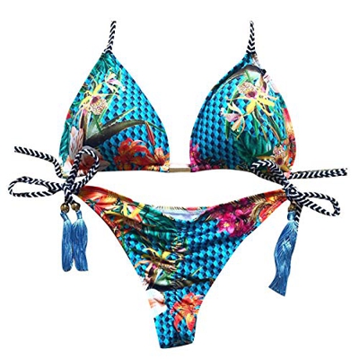 YANFANG Ropa de baño de Mujeres con Estampado de Leopardo Bandeau Bandage Bikini Set Push-Up Traje de baño brasileño Ropa de Playa Traje de baño