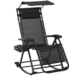 Outsunny Silla Mecedora de Jardín Plegable Tumbona Reclinable con Techo Protección Solar Reposacabezas Extraíble y Reposapiés Estructura de Acero 120x precio