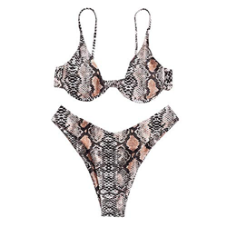 ZAFUL Bikini de dos piezas para mujer, diseño de leopardo, cruzado, push up, acolchado, traje de baño Patrón de serpiente1. S en oferta