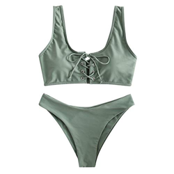 ZAFUL - Bikini deportivo para mujer, con escote en U camuflaje verde. M características