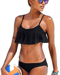 Socluer Bikini Beach Bikini Set Push Up Bikini Traje de baño con Pantalones Cortos y Dos Piezas (Negro, x-Large) precio