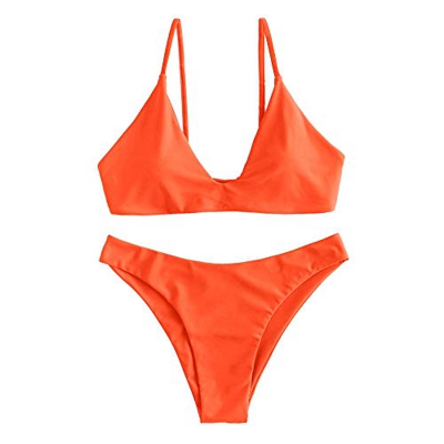 ZAFUL Conjunto de bikini de dos piezas para mujer con sujetador de corte alto y acolchado