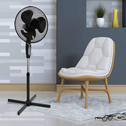 ECD Germany Ventilador de Suelo 45W con Control Remoto Color Negro Ø 43 cm Ventilador de Pie Giratorio 105-120 cm con 3 Niveles de Velocidad Enfriador en oferta
