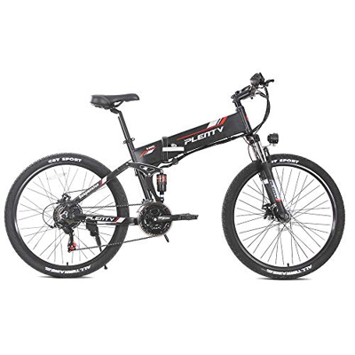 Bicicleta Eléctrica Plegable de 26 Pulgadas 48V 500W, Velocidad Máxima 40KM / H, Bicicleta Eléctrica para Adultos con Pantalla LED + Pedal de Aluminio