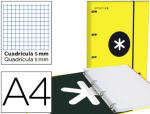 Carpeta + recambio 4 anillas A4 cuadrícula amarillo en oferta